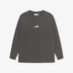 Longsleeve bawełniany Statement brązowy oversize