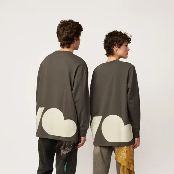 Longsleeve bawełniany Statement brązowy oversize