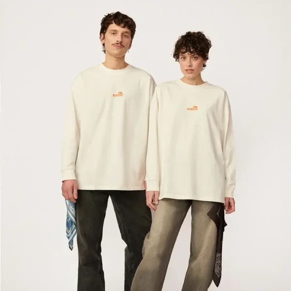 Longsleeve bawełniany Statement ecru oversize