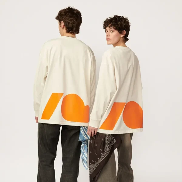 Longsleeve bawełniany Statement ecru oversize