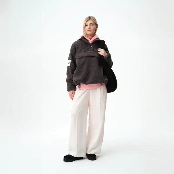 Bluza polarowa Cushy grafitowa damska oversize