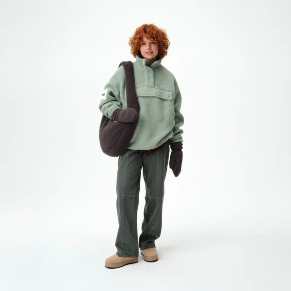 Bluza polarowa Cushy miętowa damska oversize