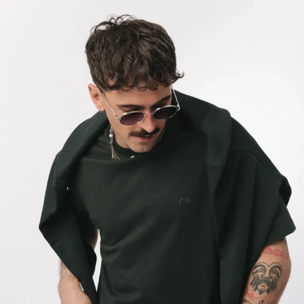 T-shirt regular Easy ciemnozielony męski