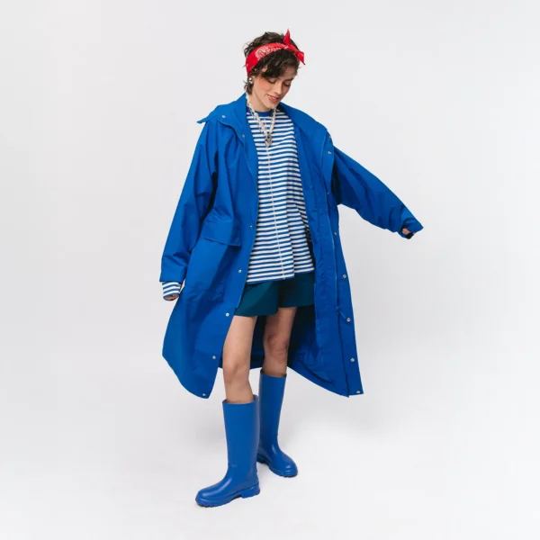 Parka przeciwdeszczowa oversize Street Edge kobaltowa unisex