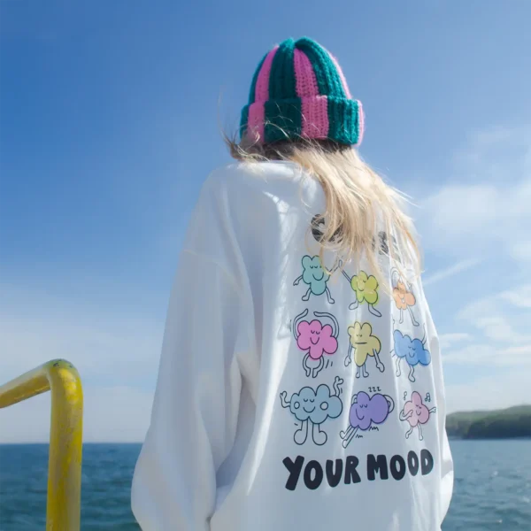 Longsleeve oversize Comfy Club Moods biały unisex