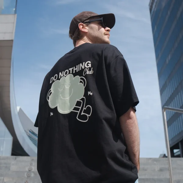 T-shirt oversize Comfy Club Do Nothing czarny unisex